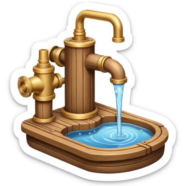 Ghibli style water pump with water pouring out of it sticker