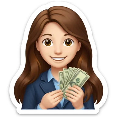 긴 갈색머리고 돈을 들고있어 sticker