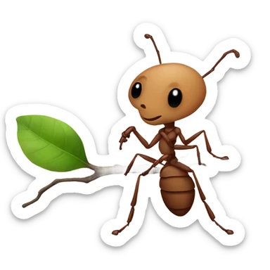 an ant holds a branch in its paws sticker