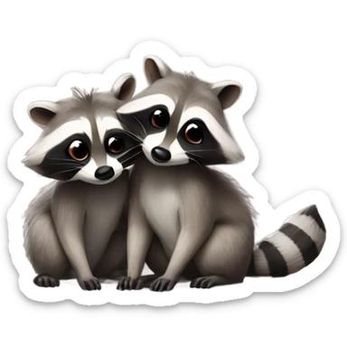 two raccoons kissing sticker