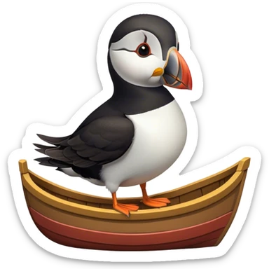 puffin with a waistcoat in a boat sticker