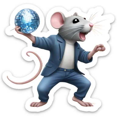 A rat dancing under a disco ball sticker