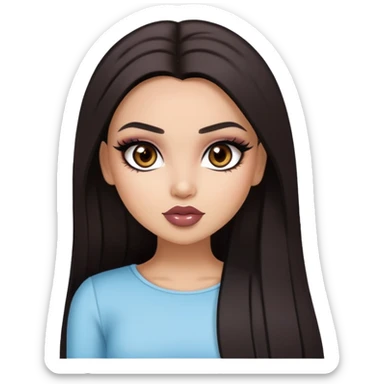straight dark hair, dark brown eyes, pretty bratz baddie sticker
