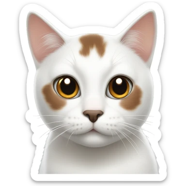 White cat with brown and black spot on head sticker