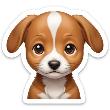 Dachshund beagle chihuahua mix puppy that’s mostly white with brown and dark brown patches and a birth mark on his nose sticker