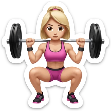 girl doing barbell squat sticker