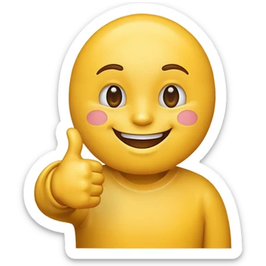 smiling emoji giving a thumbs up, friendly, willing to assist sticker
