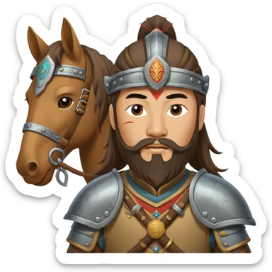 horse face, mogolian ancient army with small knife sticker