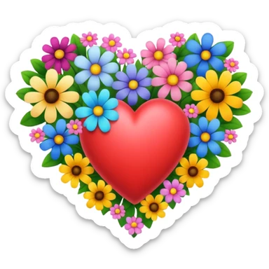 a heart made of flowers sticker