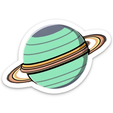 Saturn planet with a friendly face and visible rings sticker