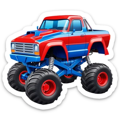 Avenger - Monster Jam (Model Year: 2021) (Iconic colour: Blue and red) - A dynamic monster truck with a split-color scheme: predominantly blue accented by bold red elements. Focus on strong, angular lines and vivid contrasting colors that evoke high energy and a futuristic, rebellious style. sticker
