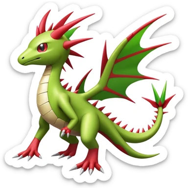 Spiky Cool Edgy shiny colorful Digimon-Fakemon-Flygon-Gabite, full body, two legs sticker