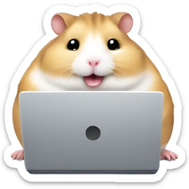 chubby hamster working on a laptop sticker