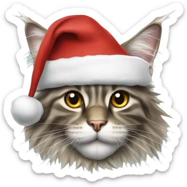 Maine Coon wearing Santa hat sticker