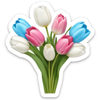 Light blue and pink and white tulips in a bouquet sticker