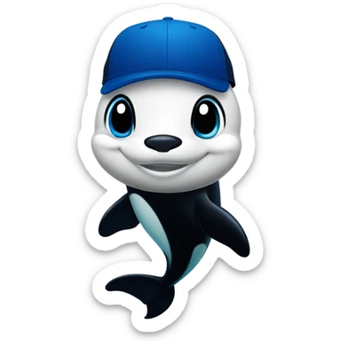 An orca whale wearing a Vancouver Canucks hat sticker