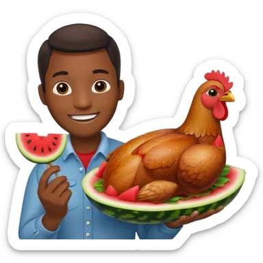 Black person with chicken and watermelon sticker