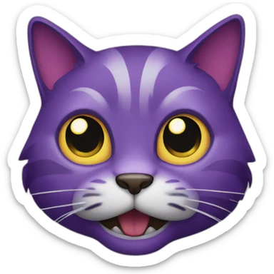 scary purple cat sticker