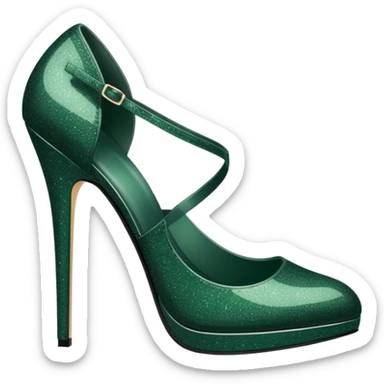 Beautiful and elegant glittery high heel dark green shoes  sticker