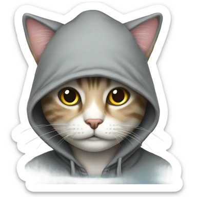 cat with hoodie and hat
 sticker