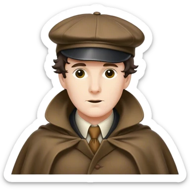 sherlock holmes wearing a deerstalker hat and an Inverness cape sticker