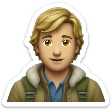 Jeune pêcheur avec vivaneau au bout de la ligne sticker