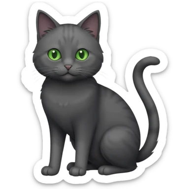 full body completely solid dark grey cat with green eyes and white paws sticker