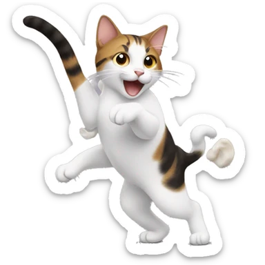 Cat chasing tail sticker