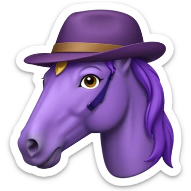 purple horse with hat sticker