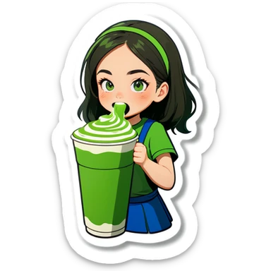 Me drinking a matcha latte sticker