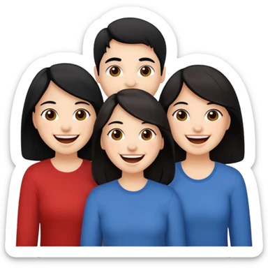 3 friends having fun, one with black hair, 2 with brown hair  sticker