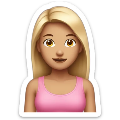 girl wearing a pink top holding a phone sticker