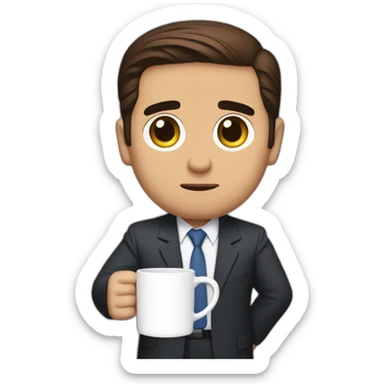 Michael Scott holding up a “Worlds Worst Boss” mug sticker