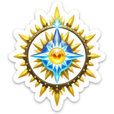 Solarpunk solar aesthetic shiny glowing divine lighting glimmering shimmering Amaura-Solgaleo-Luxray-Trico-fusion (full body) sticker