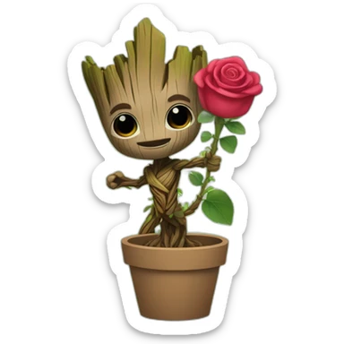 Groot qui tient une rose sticker