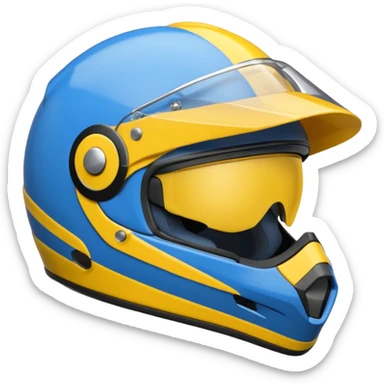 emoji capacete de moto azul (#1440FF) e com detalhes amarelo (#FFA814) sticker