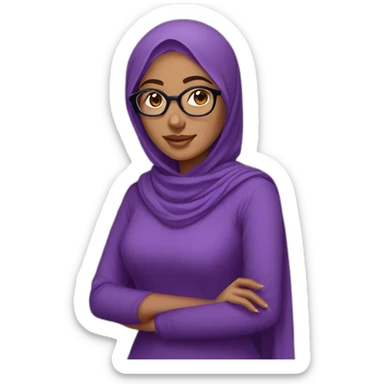a beautiful south indian girl wearing hijab and purple dress & wearing specs sticker