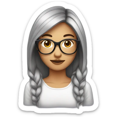 fille brune crépus au carré avec des lunettes sticker