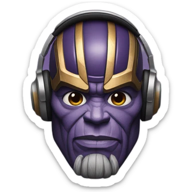 Thanos with dark skin with headphones no mic sticker