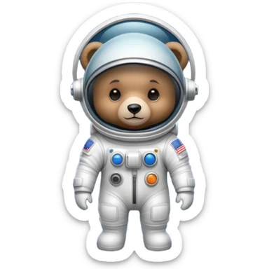 Generate a full set of emojis "A bear cub in a spacesuit" sticker