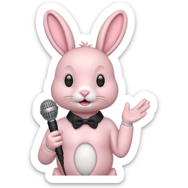 pink bunnie singing , holding mic sticker