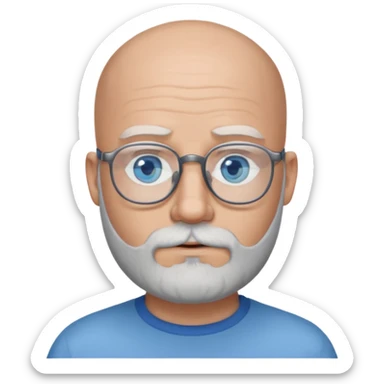 Bald man with salt and pepper beard and glasses sticker