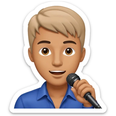 passionate male singer holding microphone sticker