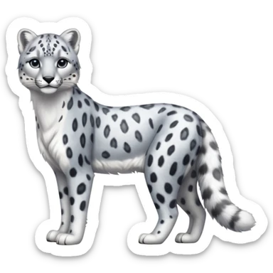 Shiny realistic feral wildlife lifelike elegant Snow-Leopard-Amaura-Arctic-Fox-fusion-hybrid, full body  sticker