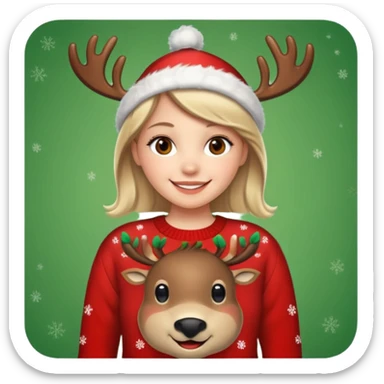 Emma with à reindeer Xmas jumper sticker