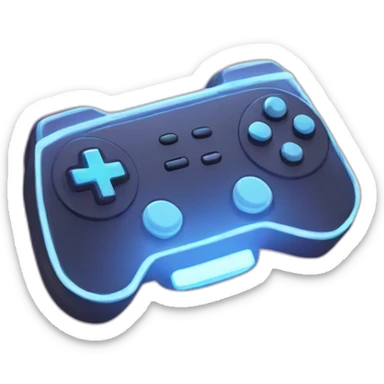 Create a gaming console with LED lights, set in a virtual gaming world." sticker