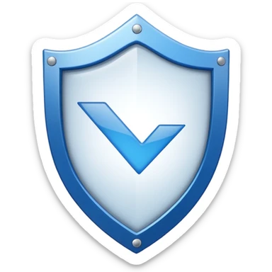 blue check mark inside a shield sticker