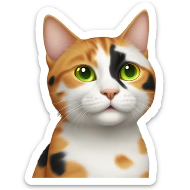a cat with orange black and white spots with green eyes and a orange cat with yellow eyes playing with each other  sticker