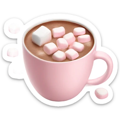 Light Pink mug of hot chocolate with marshmallows  sticker