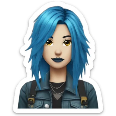 Blue hair punk girl sticker